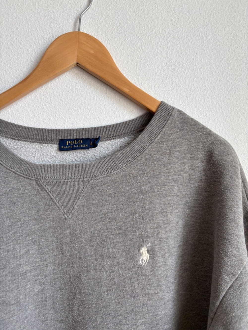Polo Ralph Lauren Womens Heather Gray Oversized 3/4 Sleeve Sweatshirt Large - Picture 4 of 5